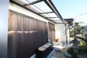 出雲市 外構工事 軒を延長して雨の日も快適に使える屋外空間